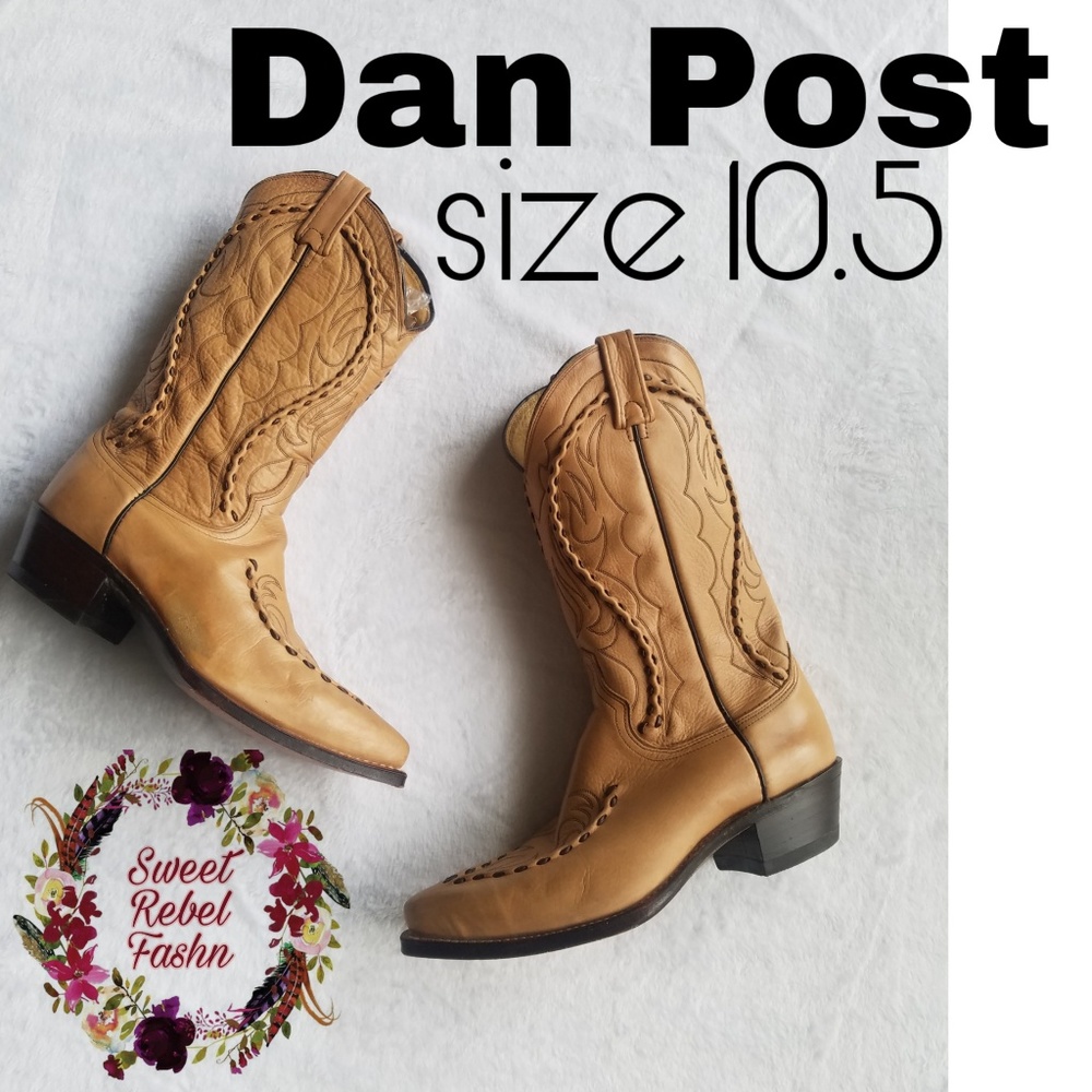 SOLD! Dan Post Leather cowboy cowgirl boots tan - Picture 1 of 8